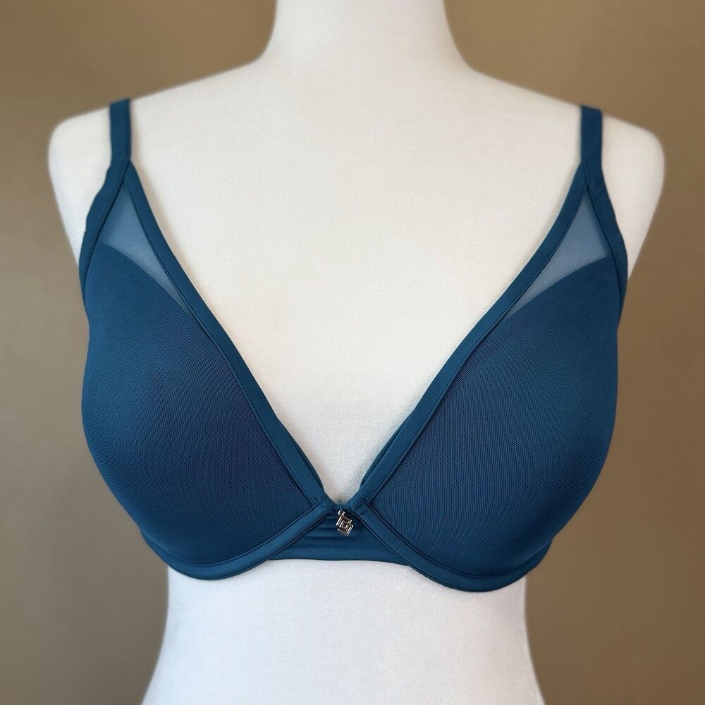 ThirdLove Bra Women's 32F Teal Blue Classic Contour Plunge Underwire *NO Padding